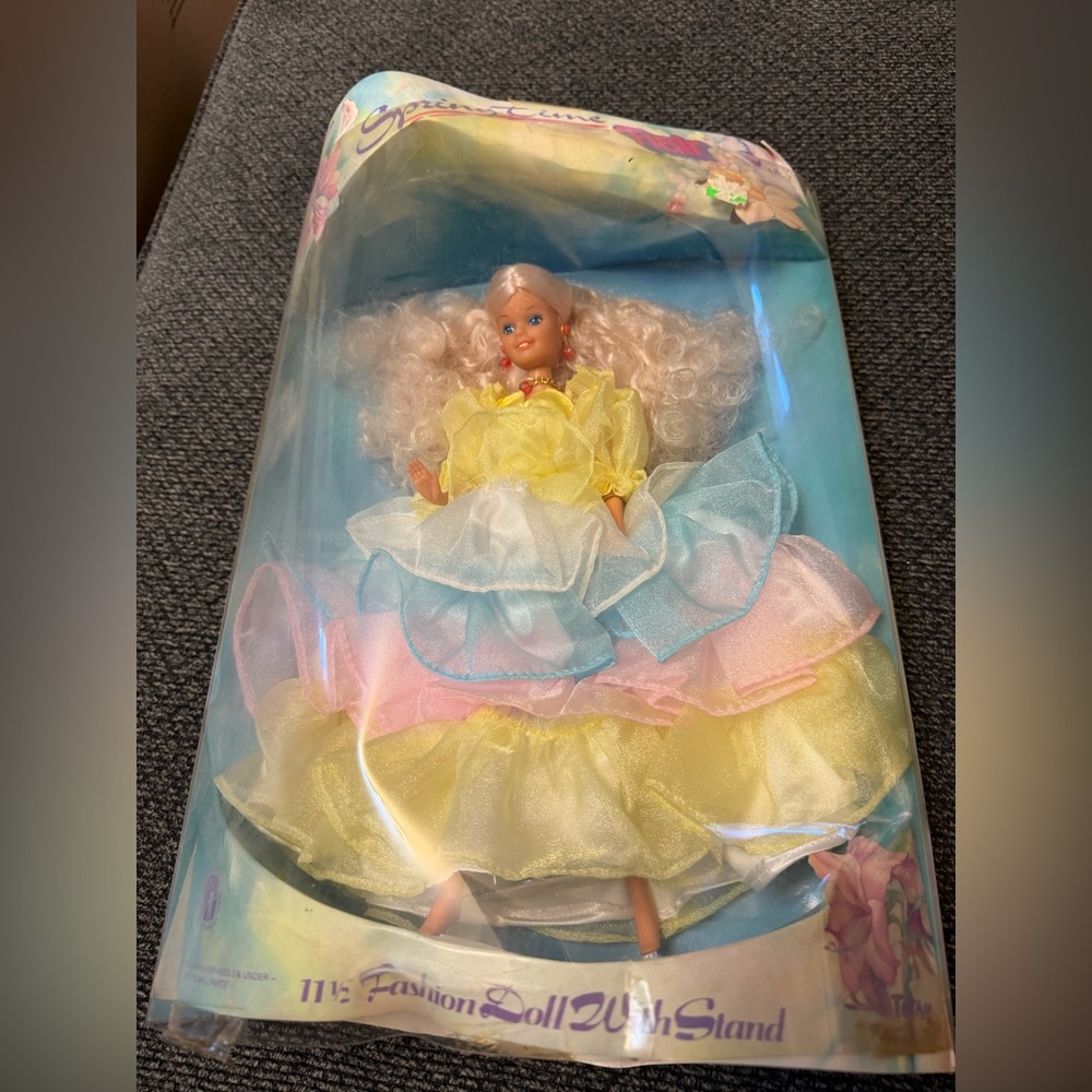 Vintage Fashion Doll in Pastel Ruffle Dress